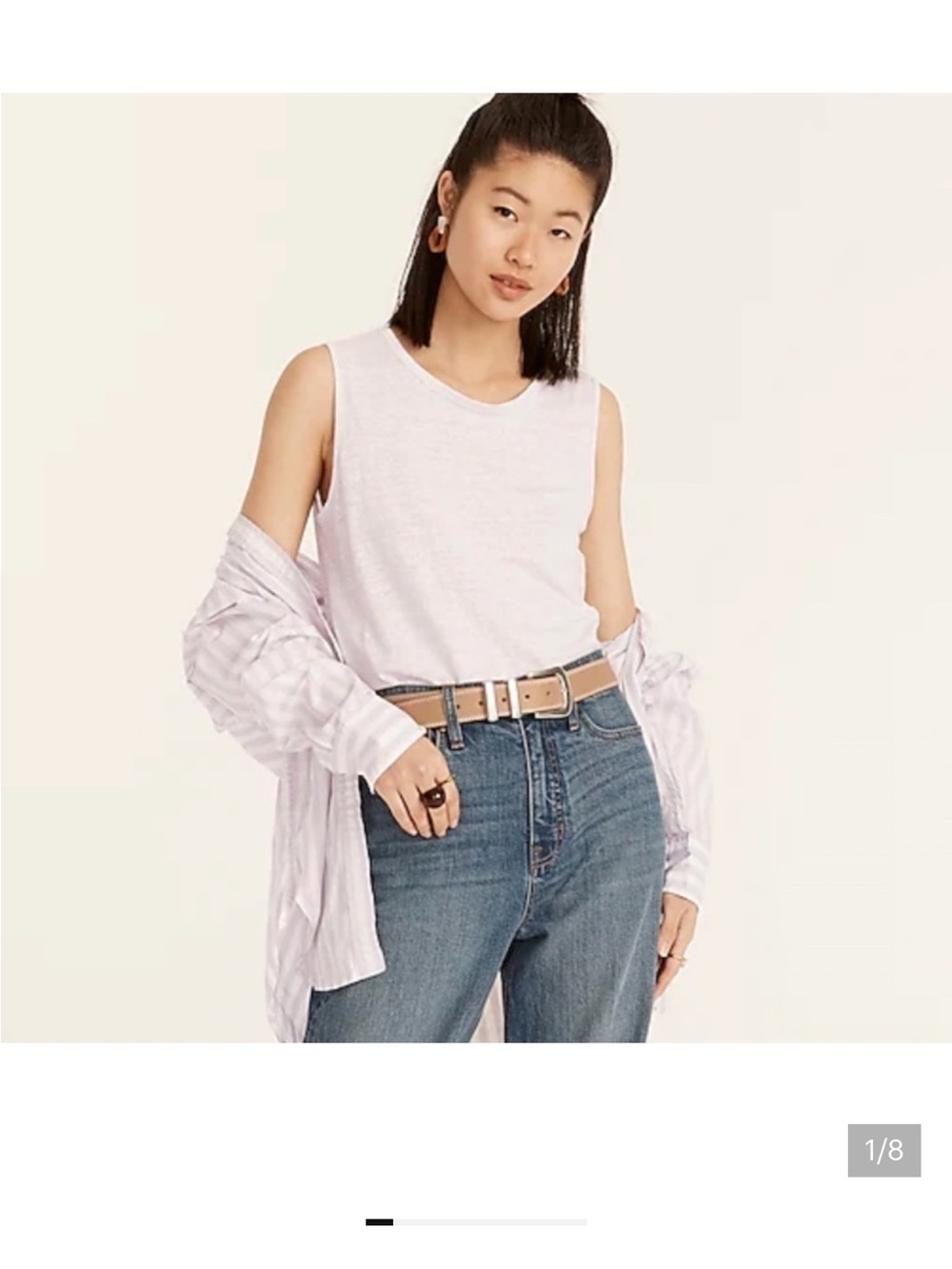 NWT J. Crew LINEN Misty Lavender Muscle Tank Top